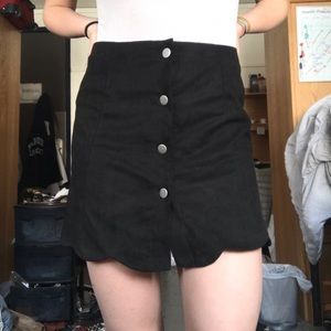 black scalloped a-line skirt